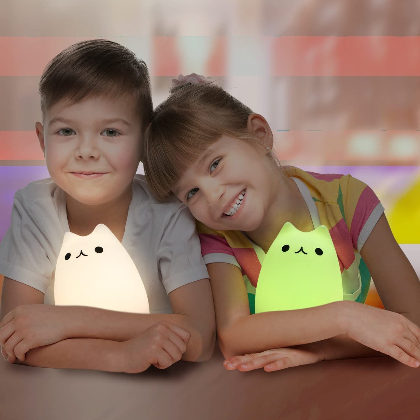 charming cat cuddle night light